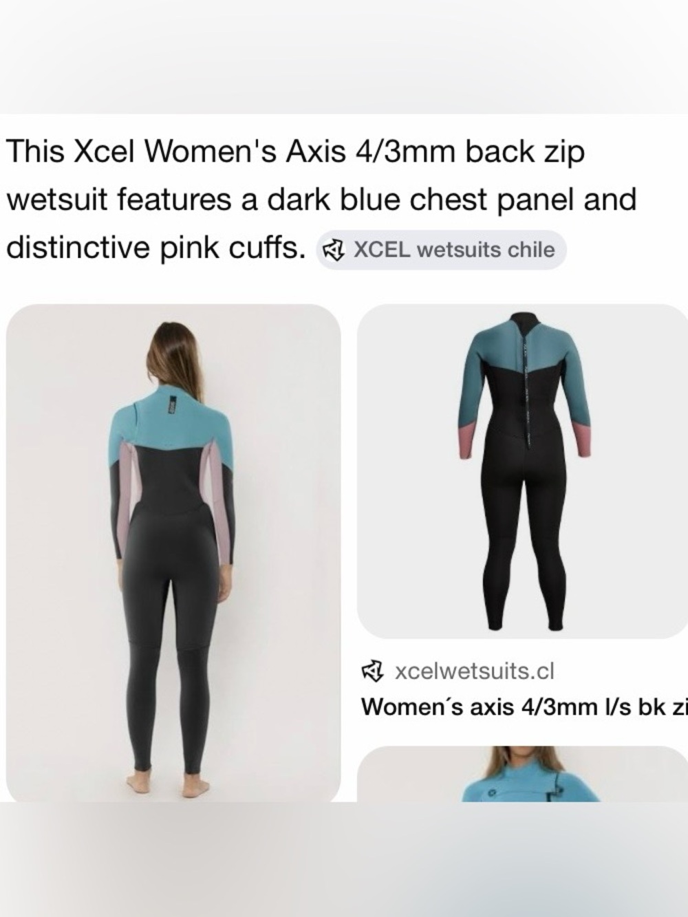XCEL Woman S-8 Wetsuit Axis 4/3 Full length Blue Pink